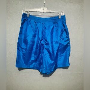 Vintage  Blue Nylon Crinkle Shorts Large Retro 80s 90s Gym Athletic